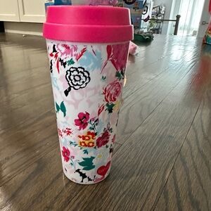 Floral Travel Tumbler with Pink Lid